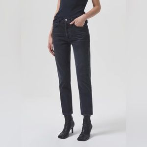 AGOLDE Crop High Rise Straight in Black (Size 26)